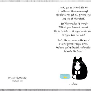 Instant Download Card for Mum, Printable Mother's Day Card, Funny Card for Cat Mums Digital Card, Mothering Sunday Cards image 3