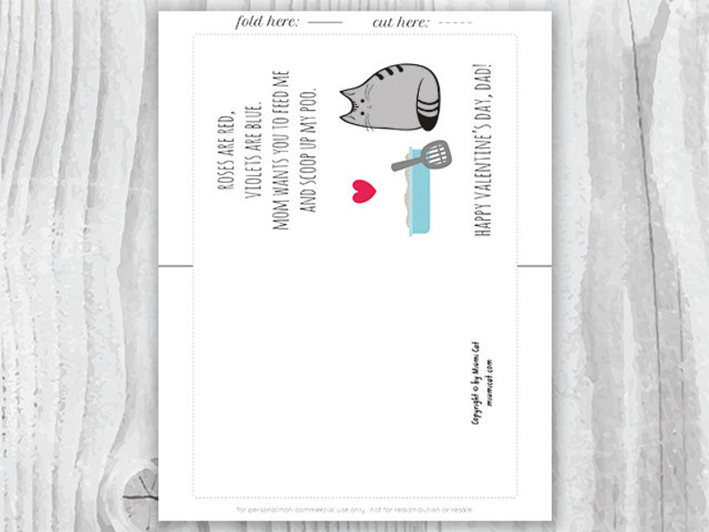 printable valentines day card, Valentine Card Him Printable for Dad, Funny Cat Valentines Day Card, Valentine Cards for Cat Dads image 2