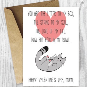 Lustige druckbare Valentinstagskarte, Katzenmütter, Valentinstag von Katze, Haustier-Valentinskarte, Gedicht von der Katze Karte Sofort Download