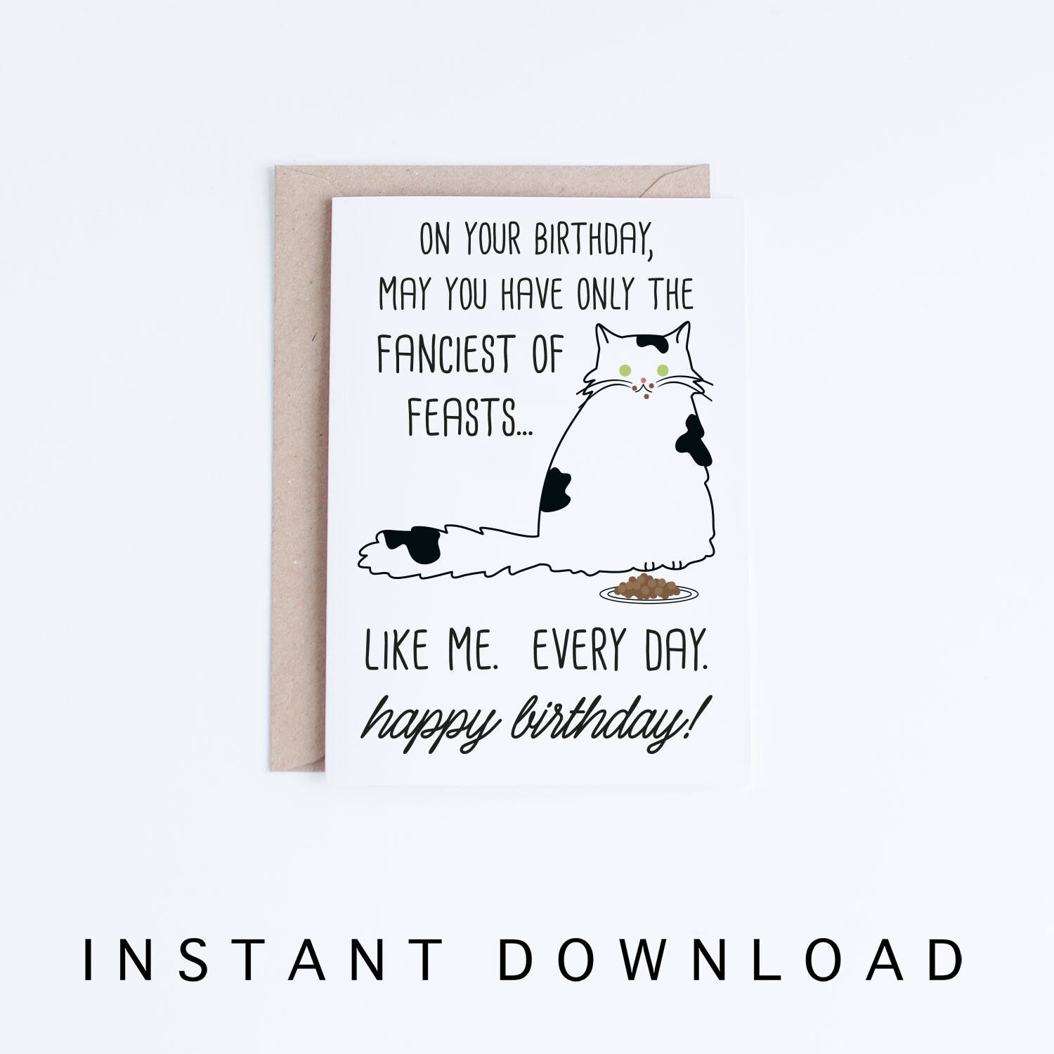 funny cat birthday cards printables funny black and white etsy