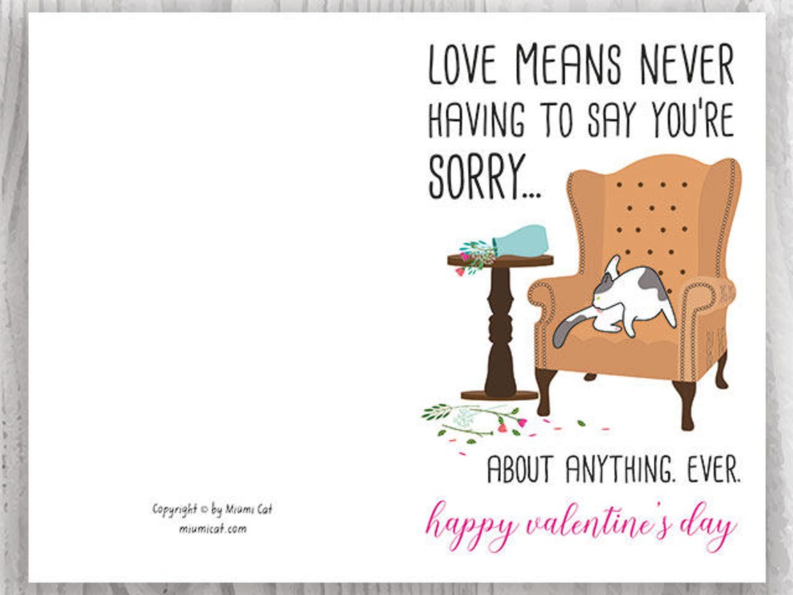 Funny Valentine Printables Valentine's Day From the Cat - Etsy