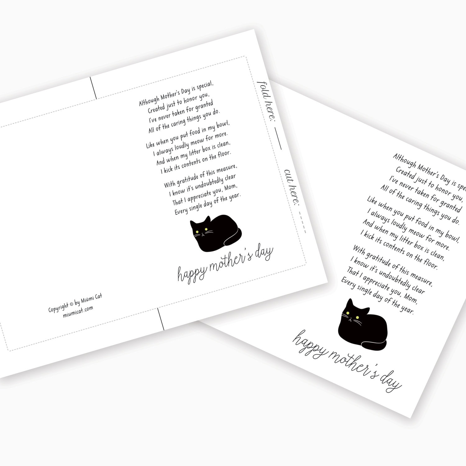 Mothers Day Card Printable Funny Cat Mother's Day Card | Etsy