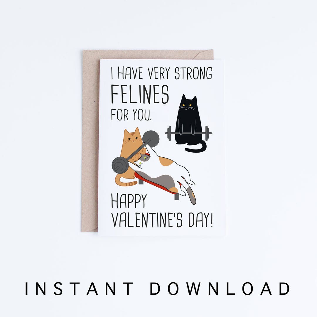 Valentine Card Printable, Funny Valentine's Day Black Cat Card, Funny ...