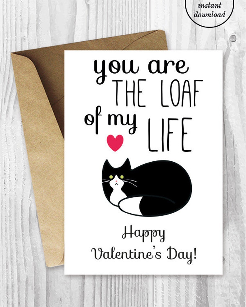 Printable Valentine Card Funny Cat Valentines Day Card - Etsy