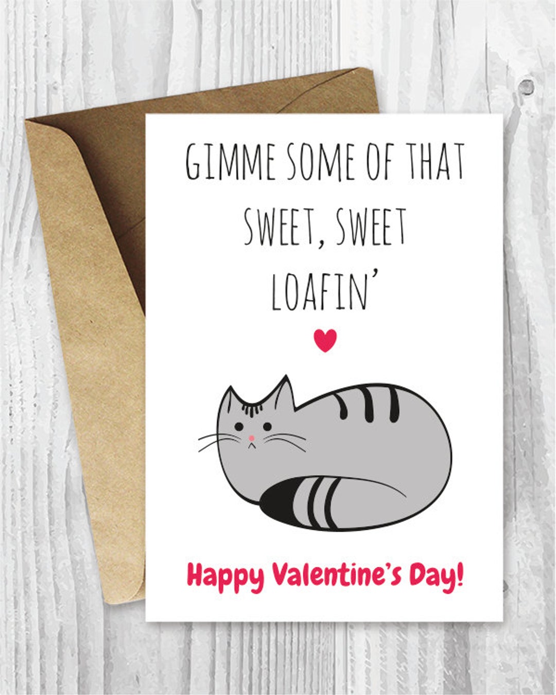 Romantic Valentine Card Printable, Funny Valentines Day Card, Funny Cat