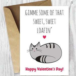 Tarjeta romántica de San Valentín imprimible, tarjeta divertida del día de San Valentín, tarjeta de San Valentín de gato divertido, tarjetas de San Valentín de descarga digital, de la tarjeta del gato
