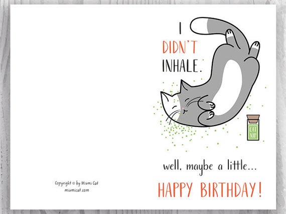 printable birthday cards funny cat birthday cards stoner cat etsy israel