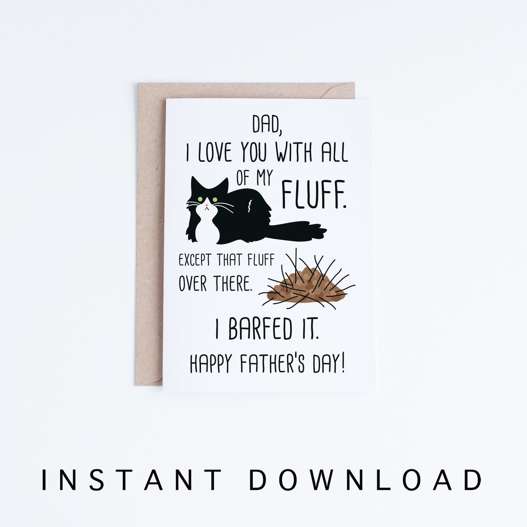 Funny Fathers Day Card Print Instant Download, Printable Father's Day ...