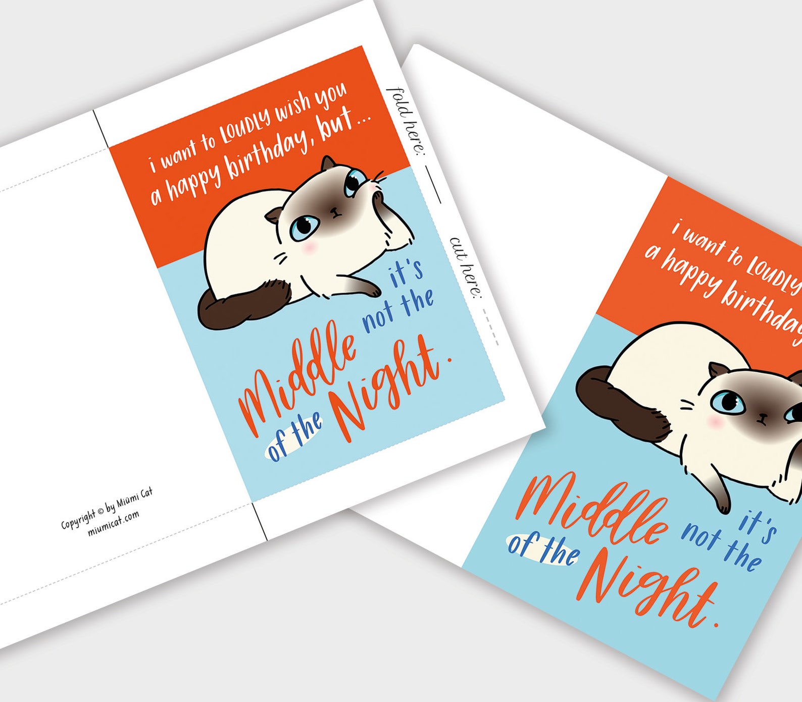 Printable Funny Cat Birthday Cards Instant Download Ragdoll - Etsy