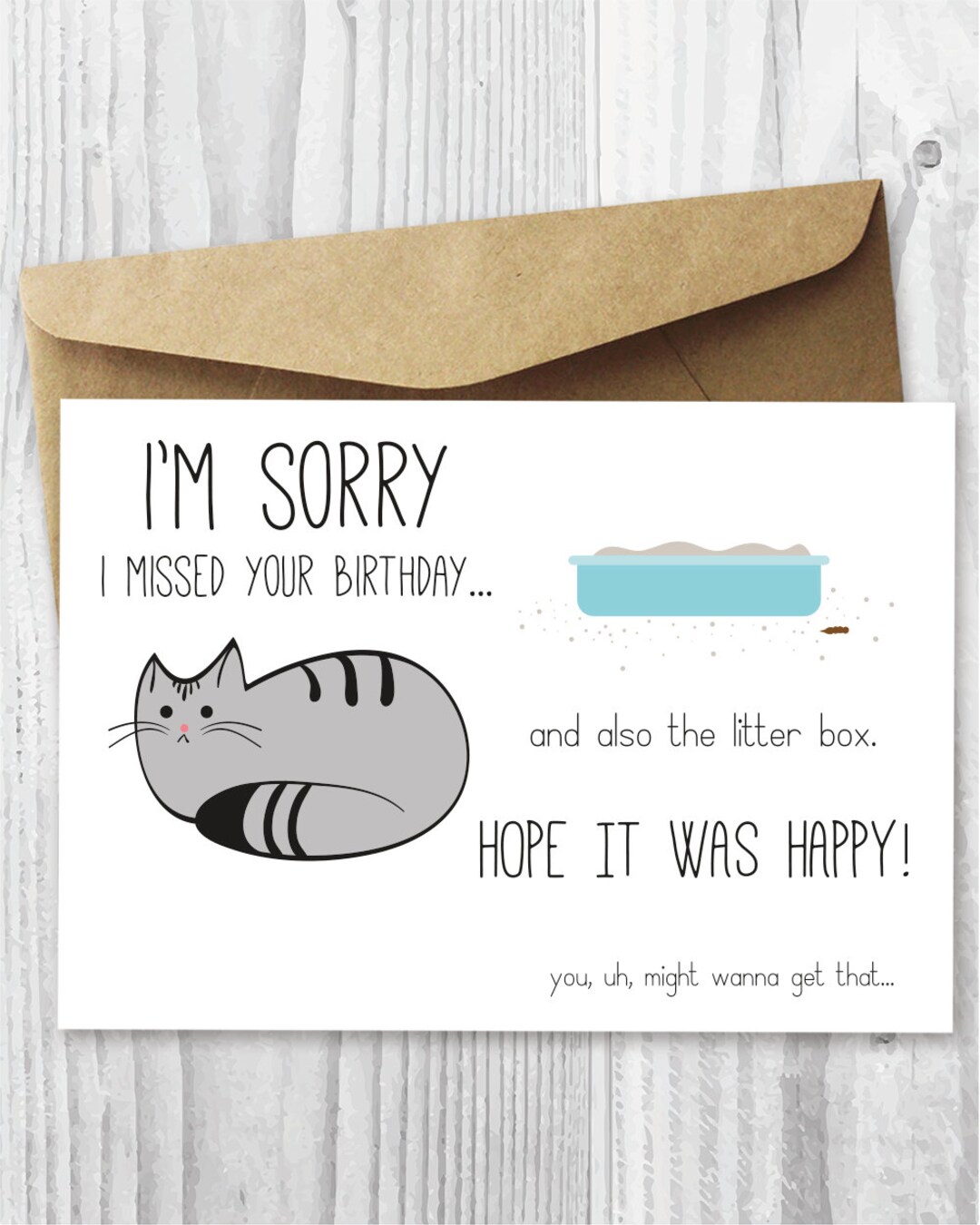 Belated Birthday Card, Funny Belated Birthday Digital Card, Funny Cat ...