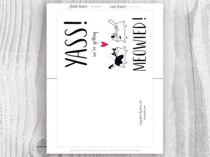 Funny Cat Getting Married Announcement Card Instant Download Engagement Card Printables We/'re Getting Meowied Card Groom to Bride Yass
