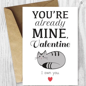 Carte de la Saint-Valentin drôle imprimable, carte de la Saint-Valentin drôle, carte numérique drôle de chat Saint-Valentin, carte téléchargeable, du téléchargement de carte de chat