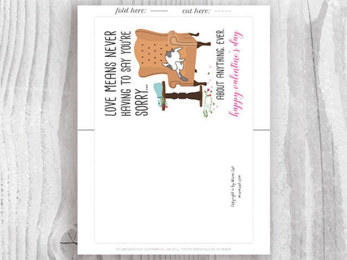 Funny Valentine Printables Valentine's Day From the Cat - Etsy