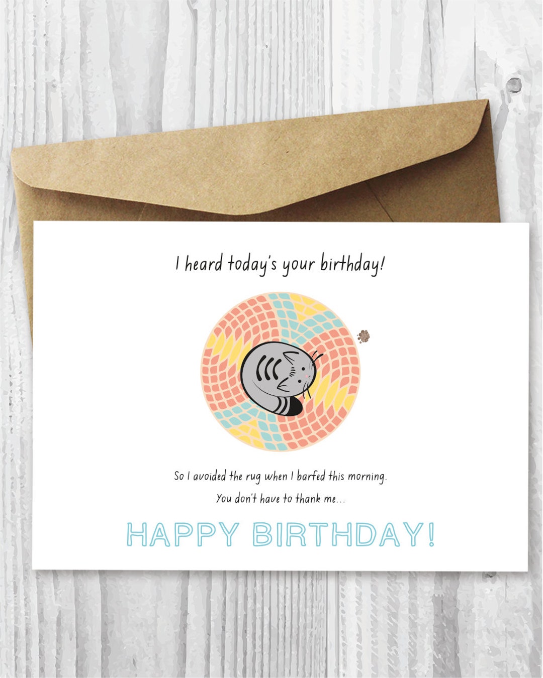 Funny Printable Birthday Card, Cat Birthday Printable Card Download, Quirky Printable Birthday ...