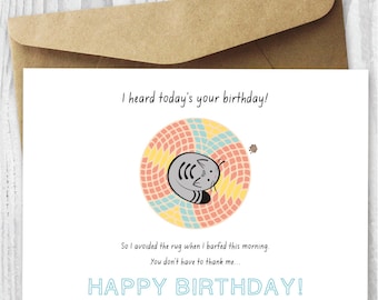 Funny Printable Birthday Card, Cat Birthday Printable Card Download, Quirky Printable Birthday Card, Greeting Cards DIY, Instant Downloads