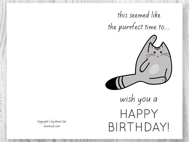 Funny Birthday Cards Printable Birthday Cards Funny Cat | Etsy