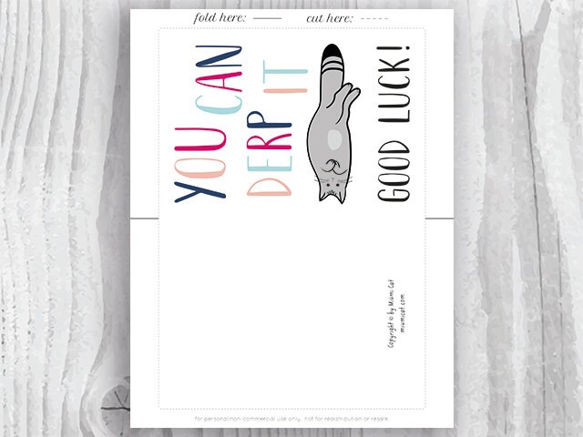 Good Luck Cards Funny Cat Good Luck Printable Cards You Can | Etsy