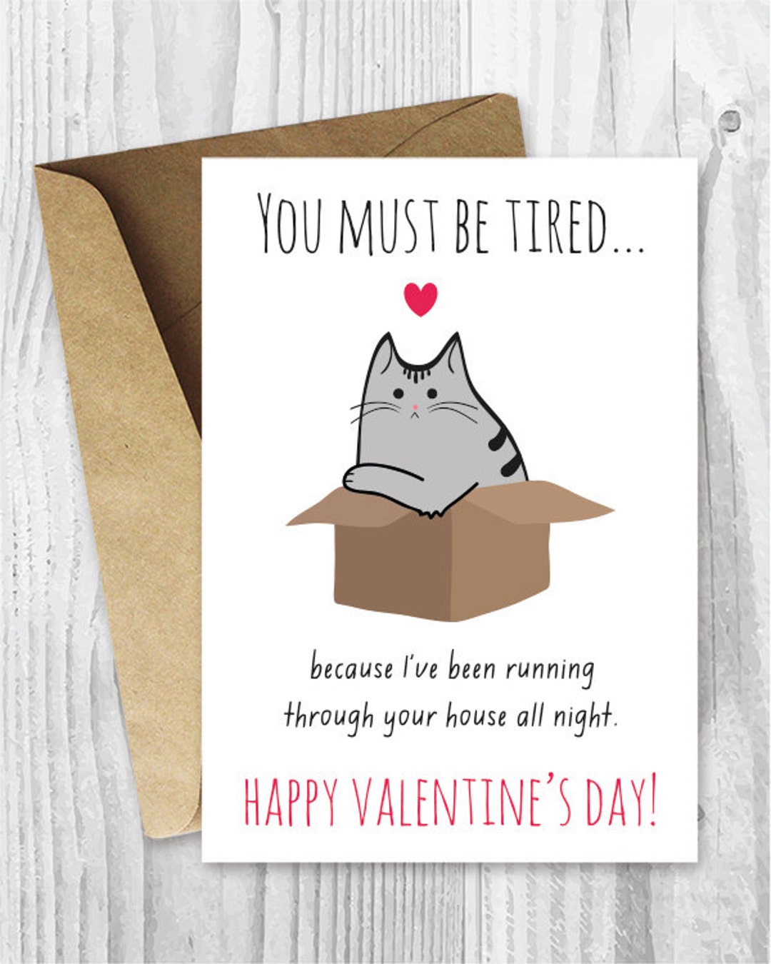 DIY Valentine Card Printable Funny Valentine Cards Funny Cat - Etsy
