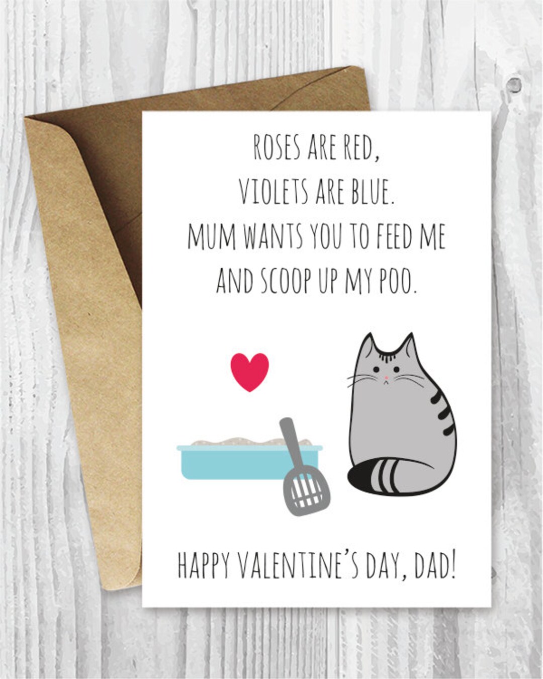DIY for Him Valentines Card Printable for Dad UK, Funny Cat Valentines ...