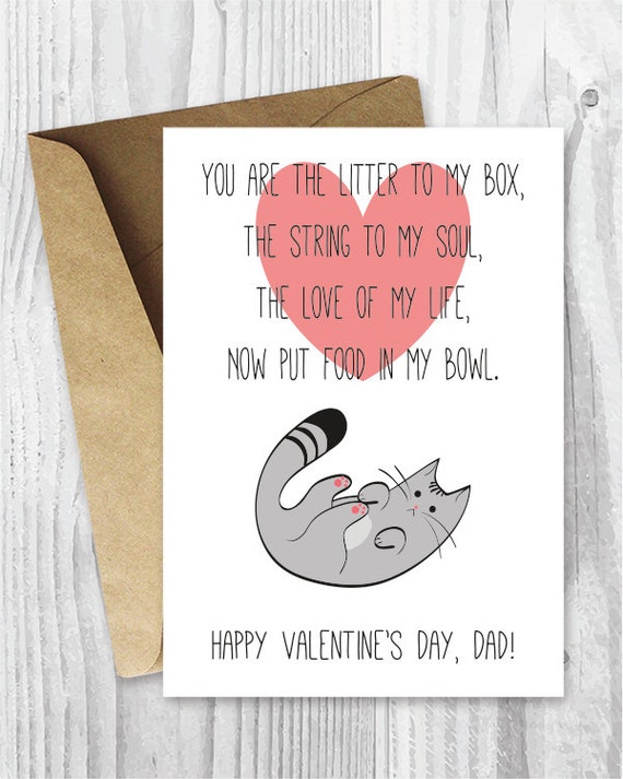 Funny Printable Valentine Valentine's Day Dad Card Cat | Etsy