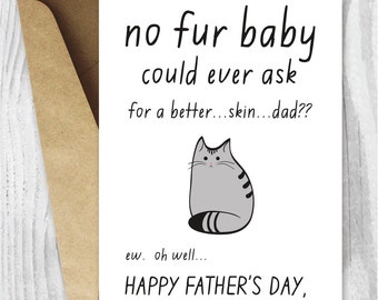 Regalo per uomo, Biglietto per la festa del papà stampabile, Biglietto per la festa del papà con bambino in pelliccia, Biglietto per la festa del papà con gatto, Divertente download istantaneo per la festa del papà, Last Minute