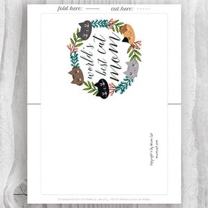 Cat Mom, Printable Mothers Day Card for Cat Mom, Floral Mother's Day ...
