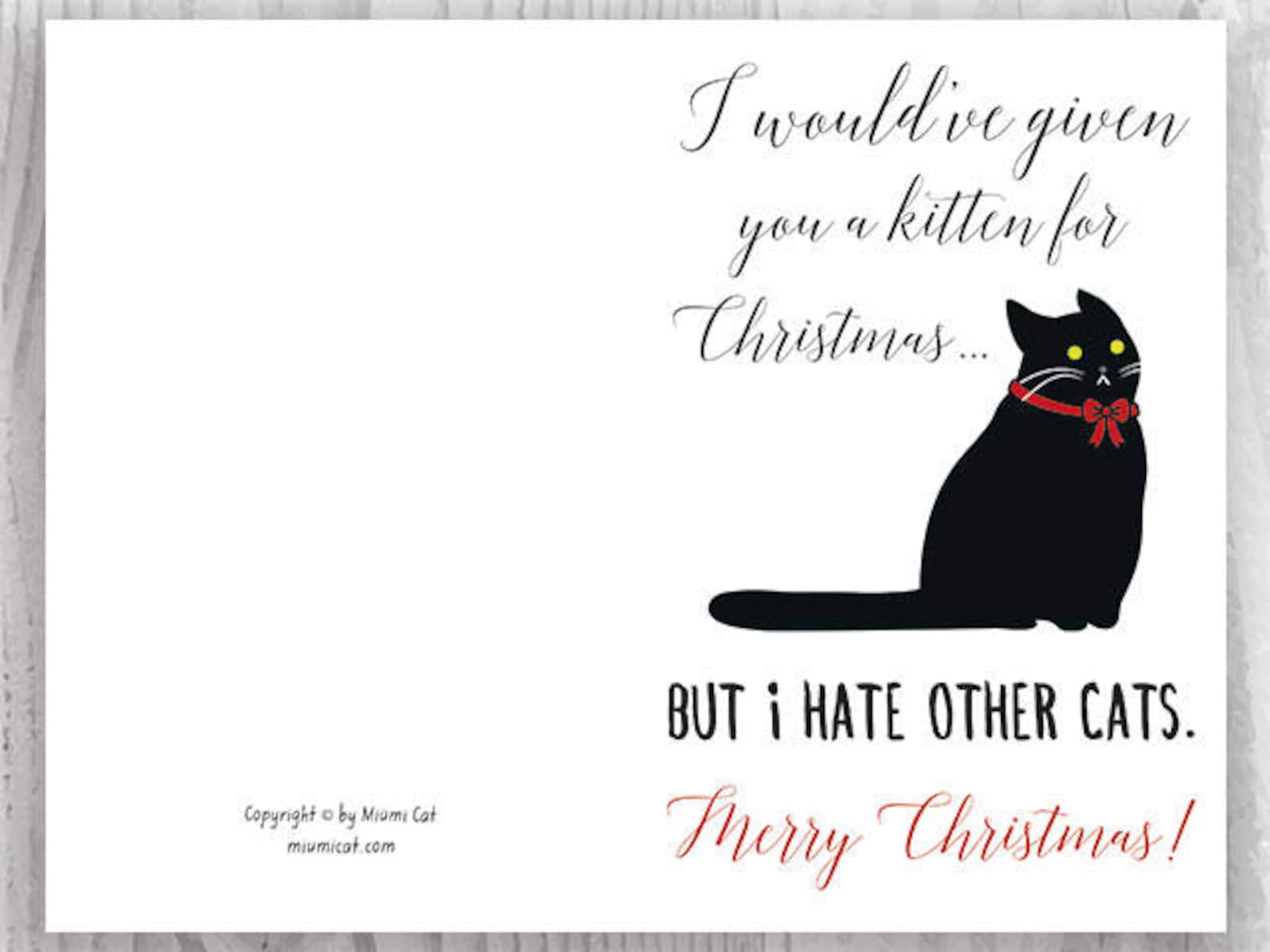 Printable Holiday Cards Funny Black Cat Christmas Card Cat Etsy