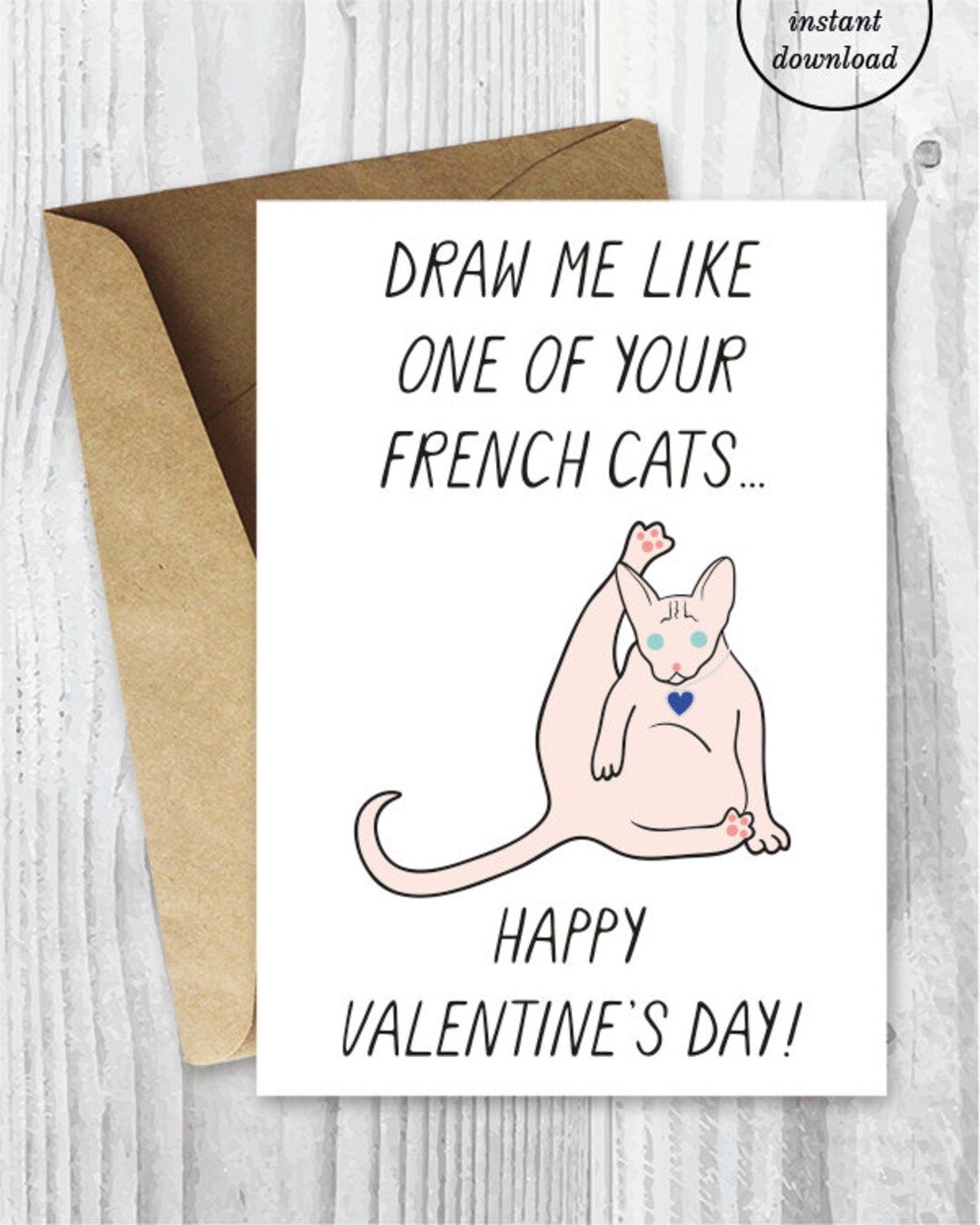 Funny Valentine Printables, Valentine's Day Sphynx Cat Card, Funny Cat ...