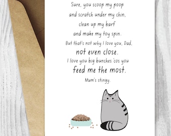 UK Father's Day Cards, Cat Dad Fathers Day Card, Printable Father's Day Card, Funny Father's Day Digital Card, Fur Baby Instant Download