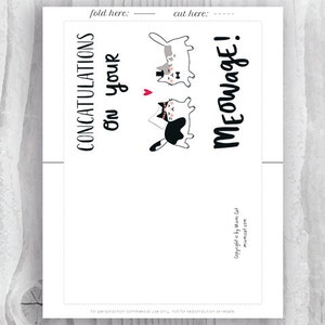 Wedding Card Printables, Marriage Cards, Funny Cat Marriage Card, Congratulations Card Instant Download, Concatulations on Your Meowage image 2