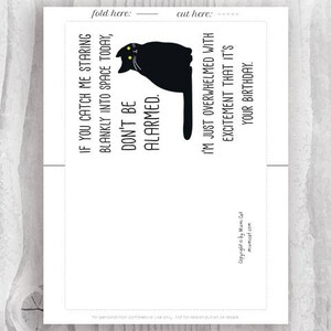 Funny Black Cat Birthday Cards Instant Download, Funny Cat Printable Birthday Cards, Sarcastic Cat, From The Cat Card Digital Download image 2