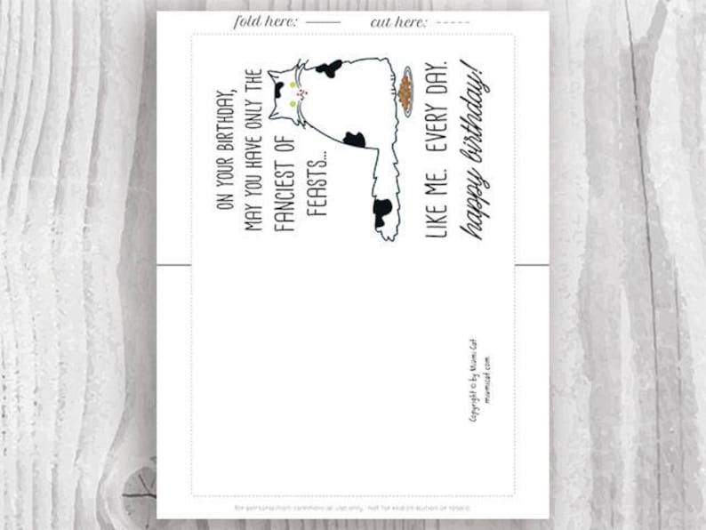 Funny Cat Birthday Cards Printables Funny Black and White - Etsy