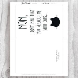 Cat Mom, Printable Mothers Day Card, Printable Mother's Day Card, Funny ...
