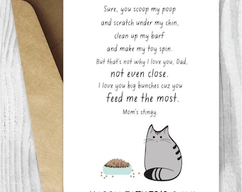 For Pet Lovers, Pet Dad, Printable Father Card, Fathers Day Card, Pet Dad, Father's Day Cards from the Cat, Fur Baby Dad Instant Download