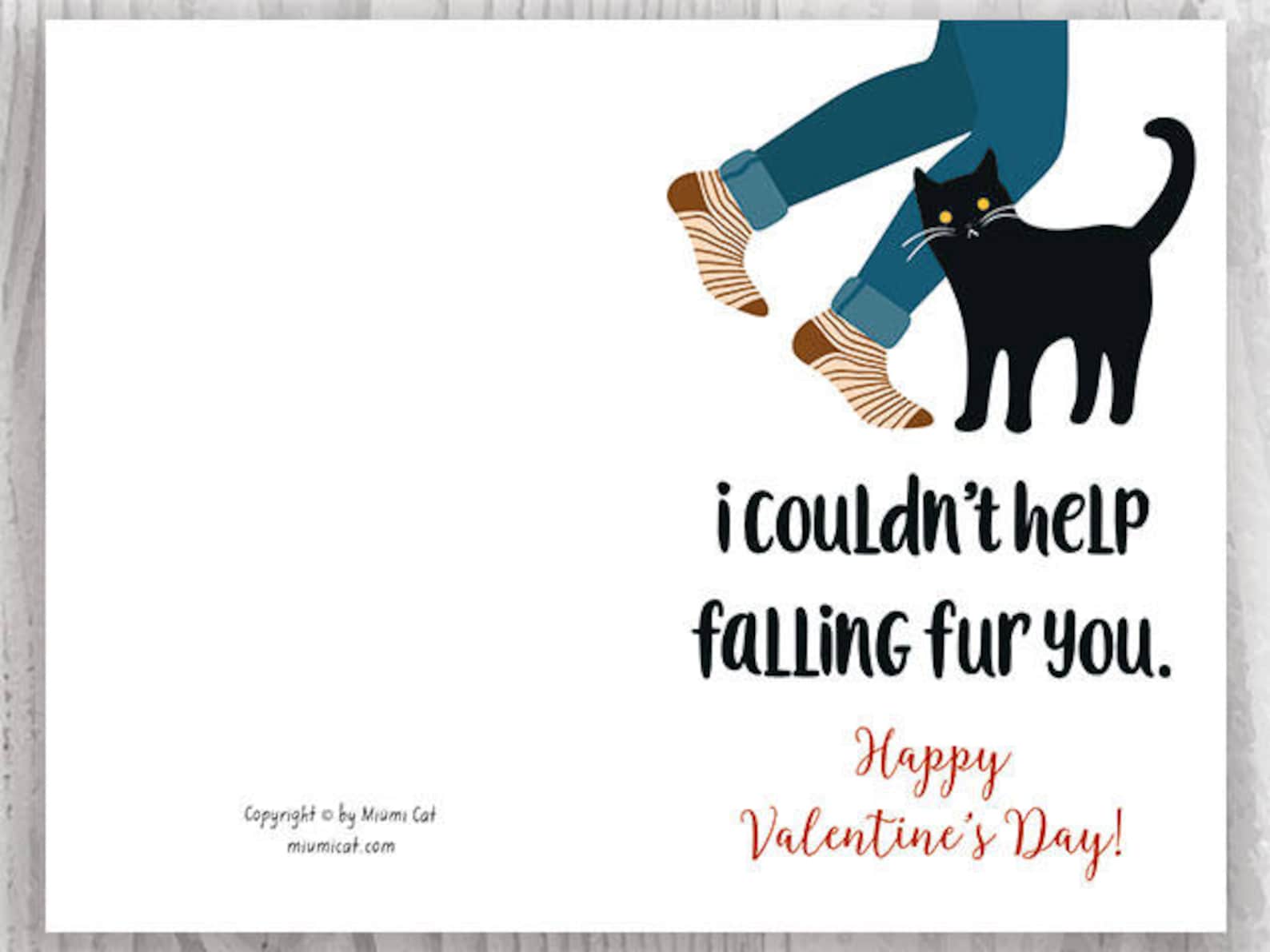 Funny Valentine Printables Valentine's Day Black Cat | Etsy