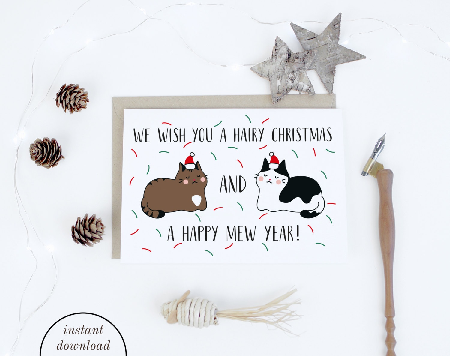 Christmas Printable Funny Cat Christmas Cards Instant | Etsy