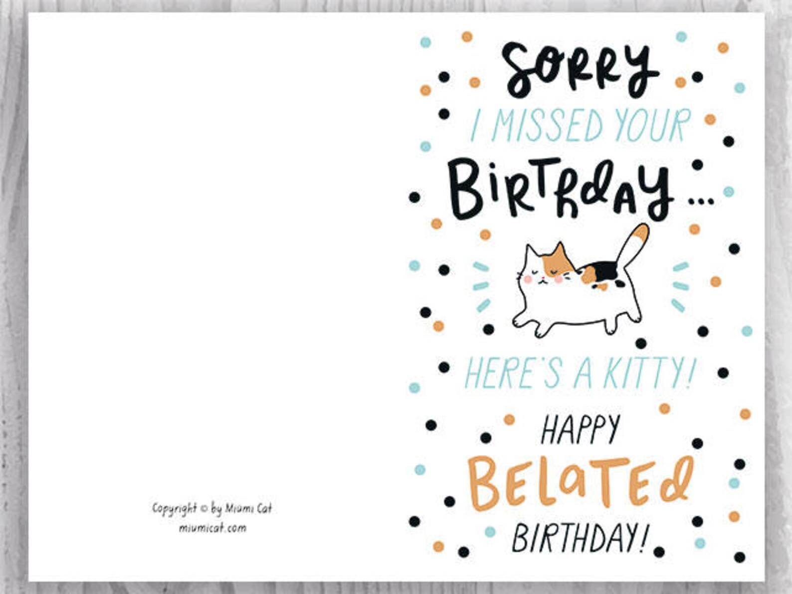 Funny Belated Birthday Printable Cards Funny Cat Birthday | Etsy