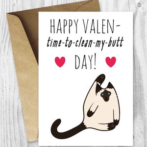 Lustige Valentinstagskarten Download, Siamkatze Valentinstagskarte, Anti-Valentinstag-Karte druckbar, Katzen Valentinstagskarte