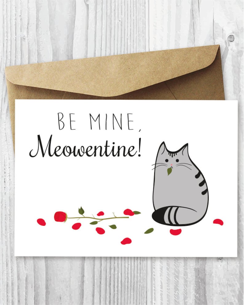 Valentine Card Printable, Cat Valentine's Day Card Download, Funny Cat Valentine Card, DIY Valentine's Day Card, Valentines Card from Cat 