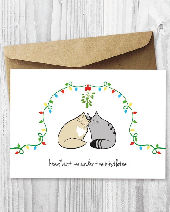 Christmas Cards Printable Christmas Cat Cards Love Cats - Etsy