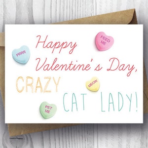 Friend Valentine Card Printable, Crazy Cat Lady Valentine&#39;s Day Card, Funny Cat Valentine Card, DIY Valentine&#39;s Day Card, Card from the Cat,