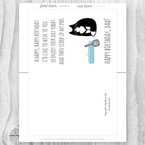 Printable Funny Birthday Cards, Black and White Cat Cards, Cat Dad ...