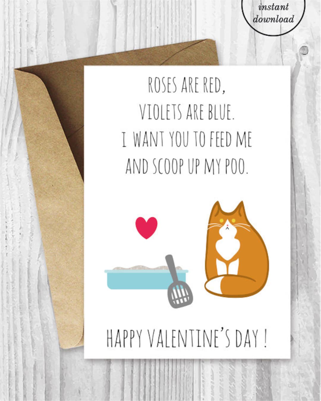 Funny Valentine Card Printable, Funny Orange and White Cat Valentines ...