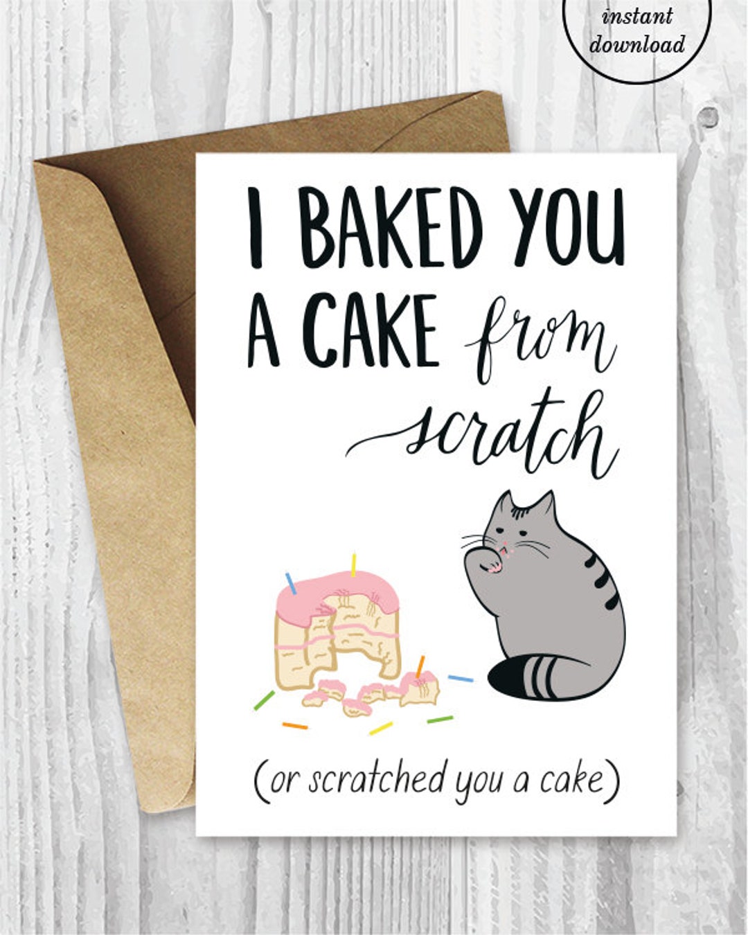 Birthday Card Downloads, Funny Cat Birthday Cards, Printable Cat Card ...