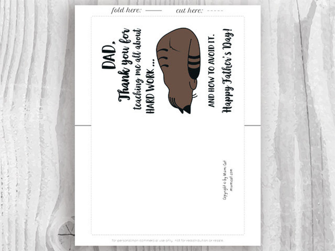 Funny Fathers Day Card Print Instant Download Printable | Etsy