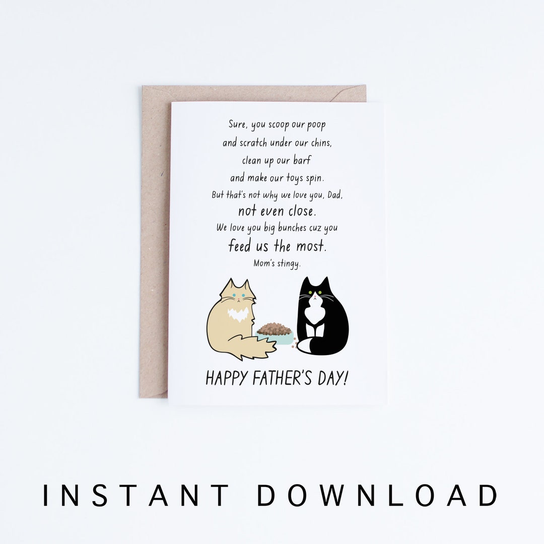For Pet Lovers, Pet Dad, From the Cats, Printable Father Card, Fathers ...