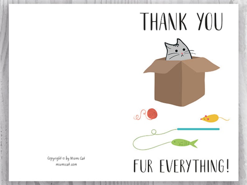 Funny Cat Cards to Print Funny Cat Thank You Printable Cards Instant Download Thank You Fur Everything Cat Card Thank You Cards