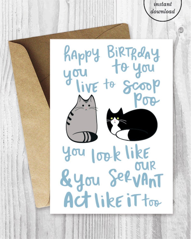 Funny Birthday Song Card from the Cats Printable Funny ...