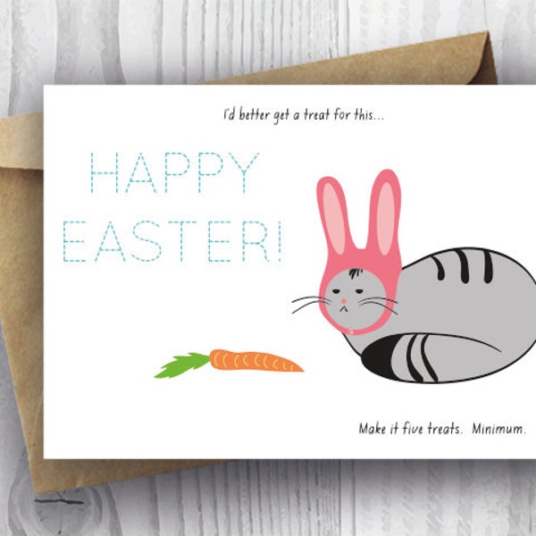Carte de Pâques imprimable, carte de Pâques imprimable, carte drôle de lapin de chat de Pâques, carte de chat de bricolage, carte de chat de lapin de Pâques Téléchargement immédiat