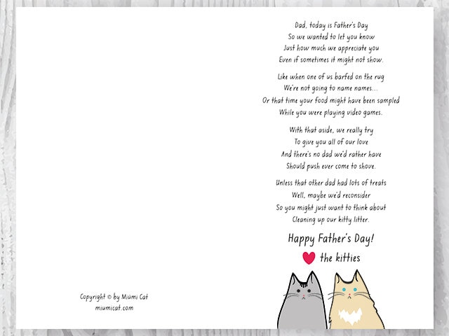 Printable Father's Day Card Funny Cat Father's Day - Etsy